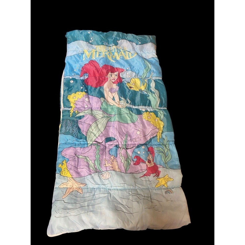 Vintage 1990s LITTLE MERMAID SLEEPING BAG & BAG Princess ARIEL Kids Girls Disney